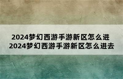 2024梦幻西游手游新区怎么进 2024梦幻西游手游新区怎么进去